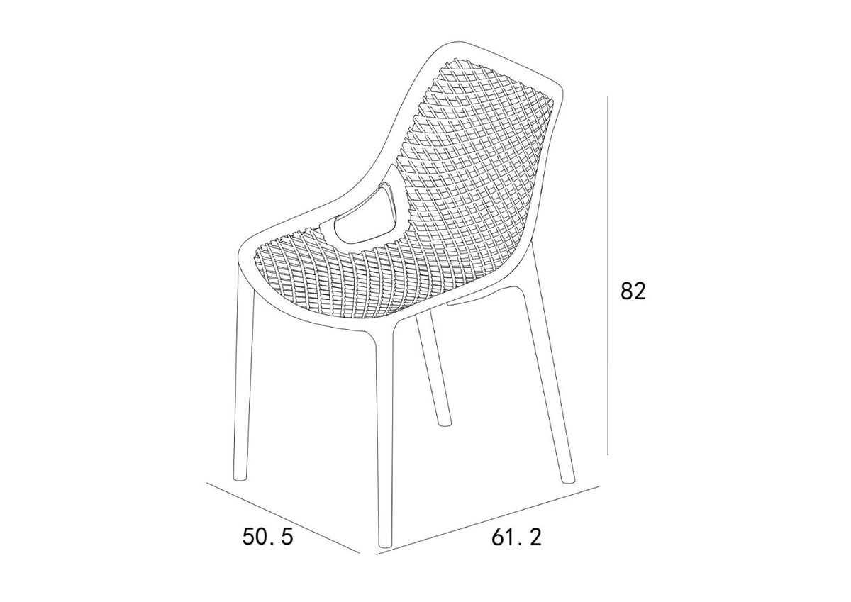 Silla Miame, Gris Oscuro, con Espaldar y Reposa Brazos, abierto
