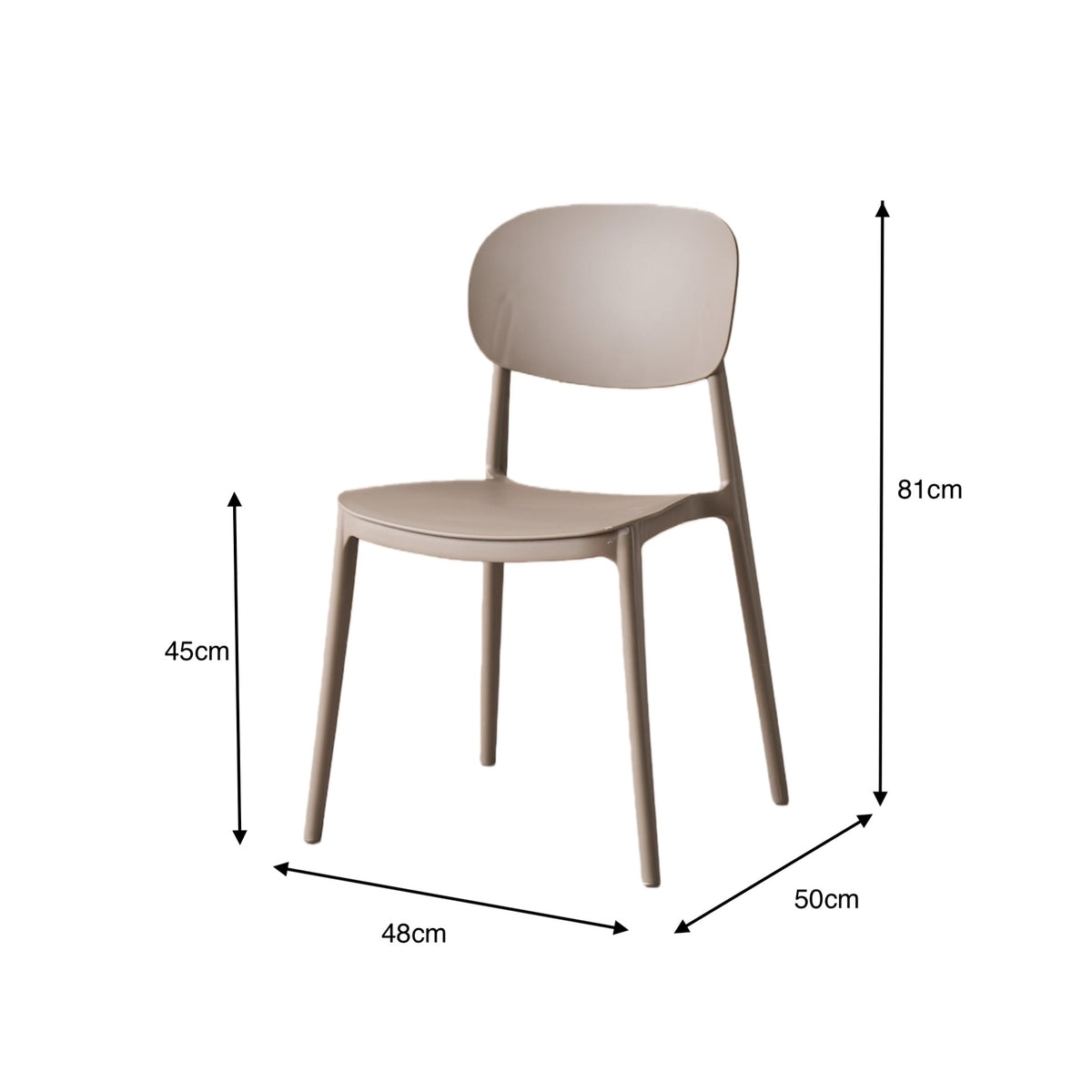 Silla Milán, Color Taupe, con Espaldar y Diseño Moderno, vista en perspectiva