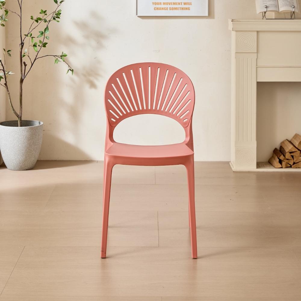 Silla Paraíso, Color Salmón, con Espaldar y Diseño Moderno, vista lateral