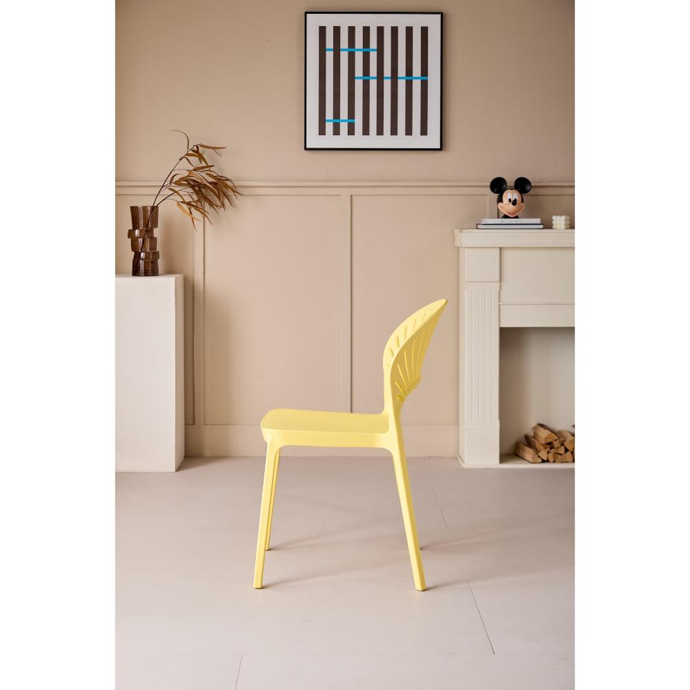 Silla Paraíso, Color Amarillo, con Espaldar y Diseño Moderno, vista lateral