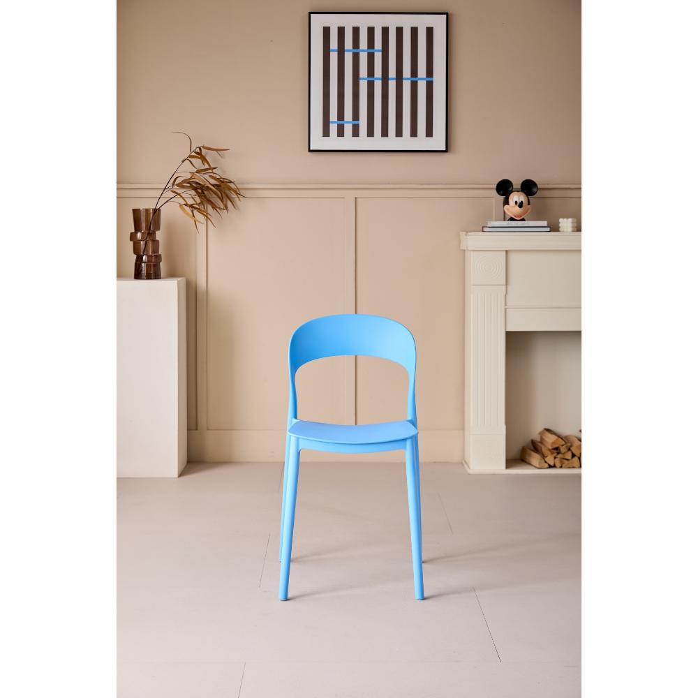 Set de 2 Sillas Patrick, Color Azul, con Espaldar y Diseño Moderno