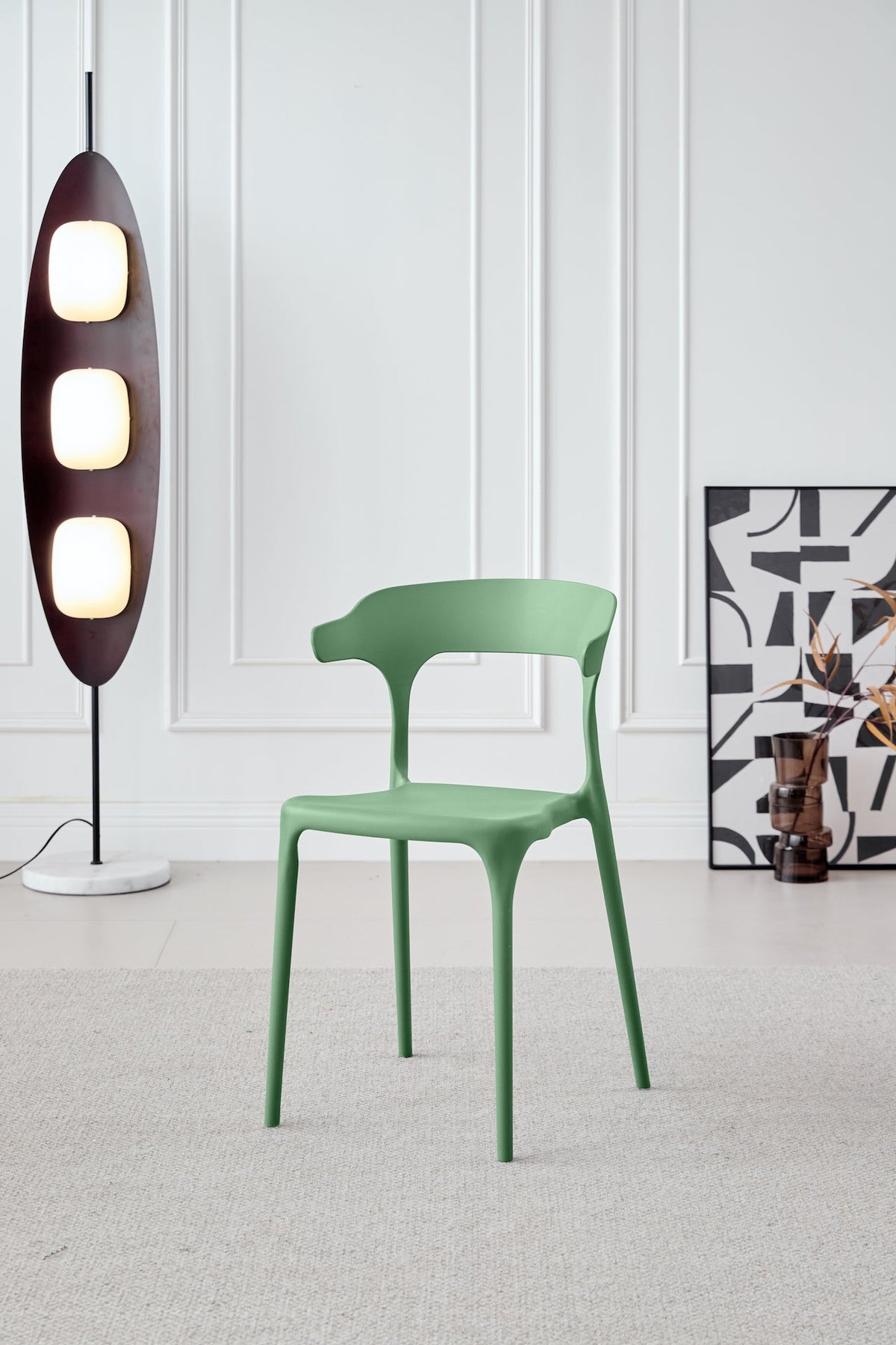 Set de 4 Sillas Elena, Color Verde, Diseño Moderno