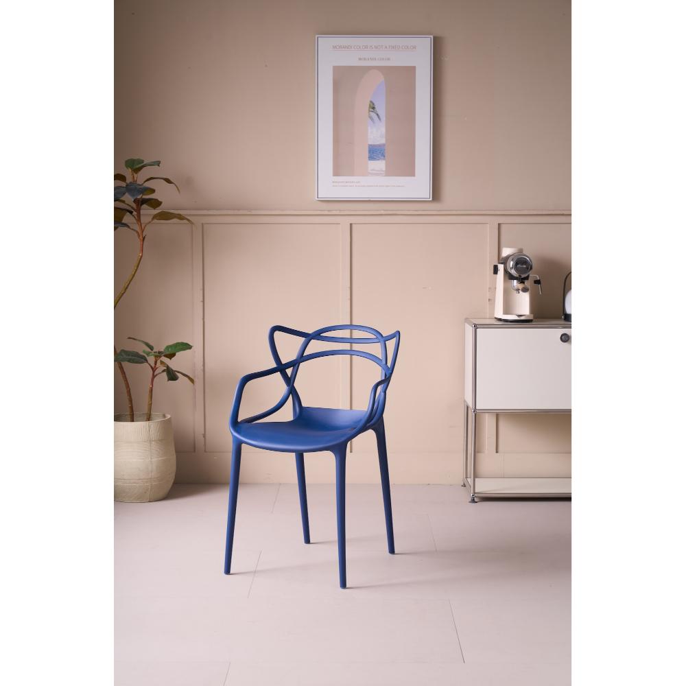 Set de 4 Sillas Palermo, Color Azul, con Espaldar y Diseño Moderno