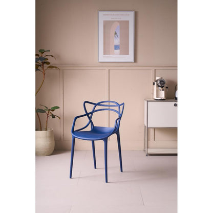 Set de 4 Sillas Palermo, Color Azul, con Espaldar y Diseño Moderno