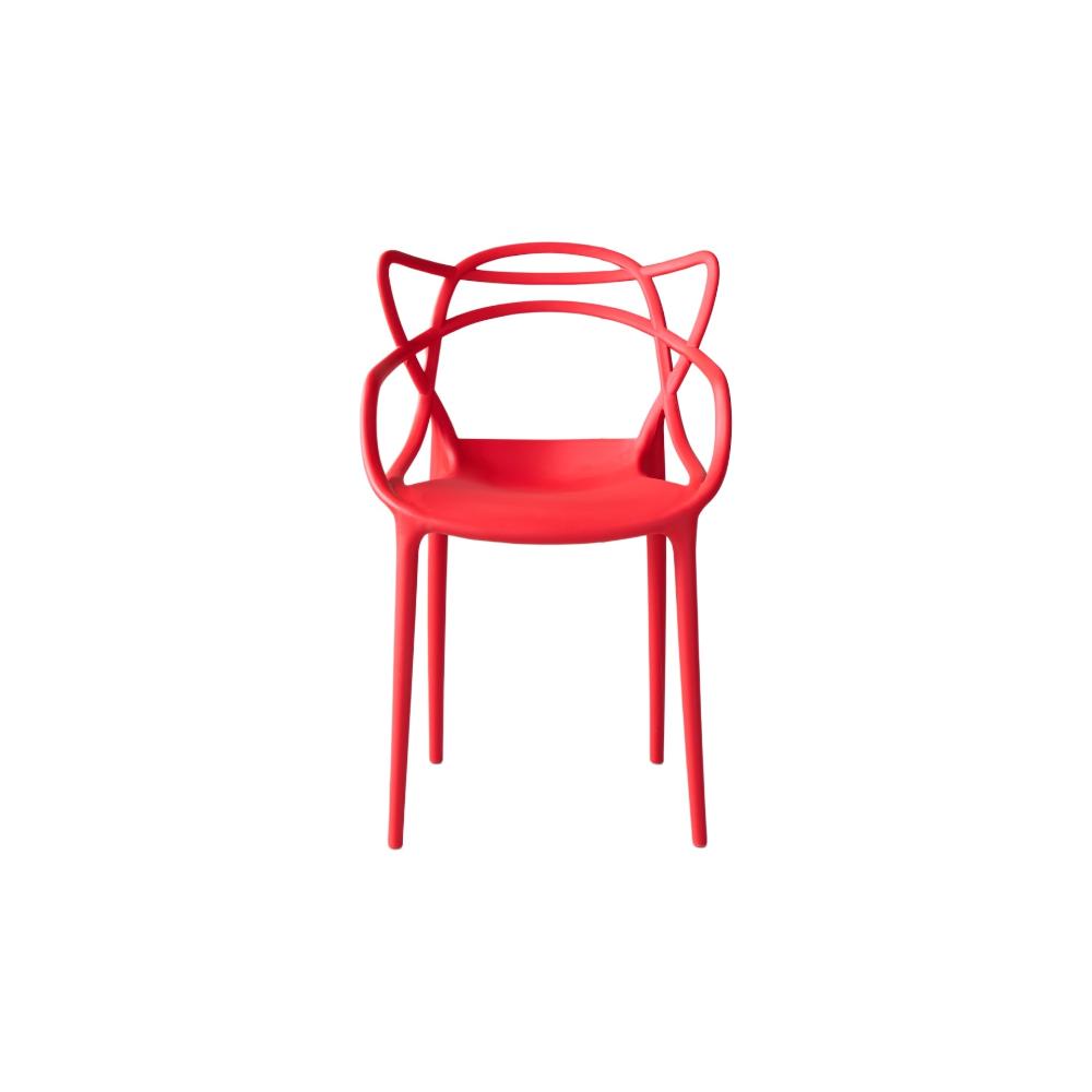 Set de 4 Sillas Palermo, Color Rojo, con Espaldar y Diseño Moderno