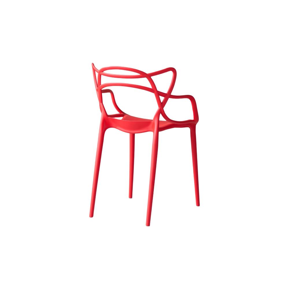 Set de 4 Sillas Palermo, Color Rojo, con Espaldar y Diseño Moderno