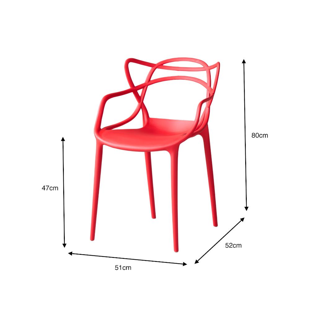 Silla Palermo, Color Rojo, con Espaldar y Diseño Moderno, vista en perspectiva