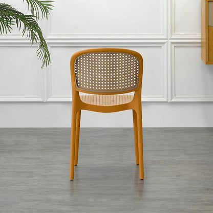 Set de 2 Sillas Nest, Naranja y Beige, con Espaldar y Asiento en Rejilla