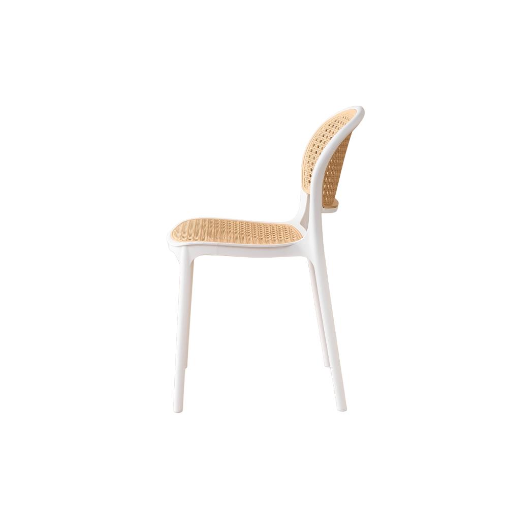 Silla Nest, Color Blanco y Beige, con Espaldar y Asiento en Rejilla, vista superior