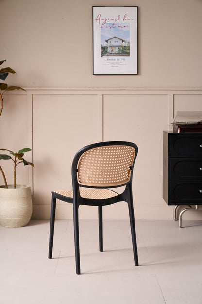 Silla Nest negro y beige en polipropileno con rejilla, 82 x 48 x 56 cm – vista 5
