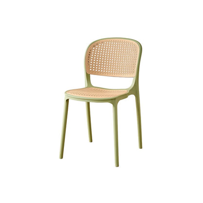 Set de 2 Sillas Nest, Color Verde Olivo y Beige, con Espaldar y Asiento en Rejilla