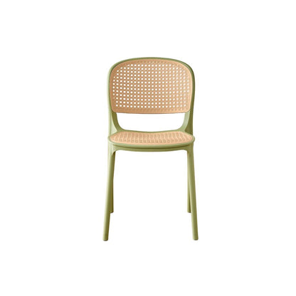 Set de 2 Sillas Nest, Color Verde Olivo y Beige, con Espaldar y Asiento en Rejilla
