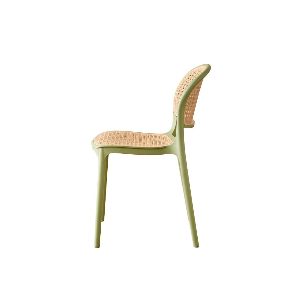 Set de 2 Sillas Nest, Color Verde Olivo y Beige, con Espaldar y Asiento en Rejilla