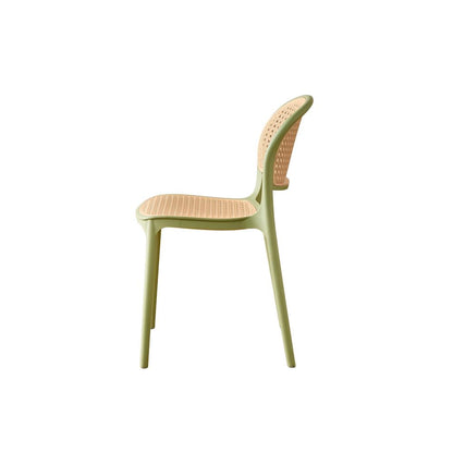 Set de 2 Sillas Nest, Color Verde Olivo y Beige, con Espaldar y Asiento en Rejilla