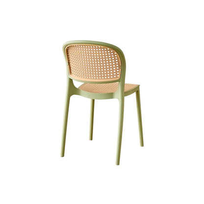 Set de 2 Sillas Nest, Color Verde Olivo y Beige, con Espaldar y Asiento en Rejilla