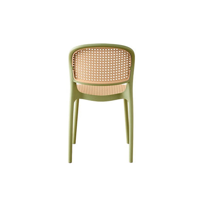 Silla Nest, Color Verde Olivo y Beige, con Espaldar y Asiento en Rejilla