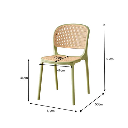 Silla Nest, Color Verde Olivo y Beige, con Espaldar y Asiento en Rejilla