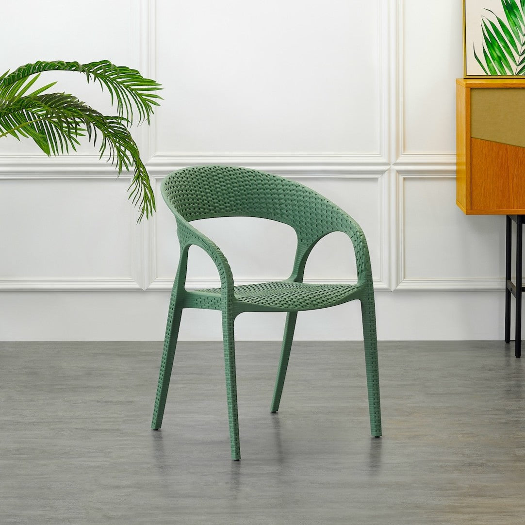 Silla Axel, Verde Olivo, con Espaldar, Reposa Brazos y con Textura Trenzada