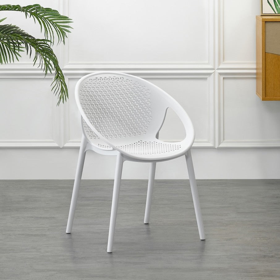 Set de 4 Sillas Selva con Brazos, Color Blanco, con Espaldar