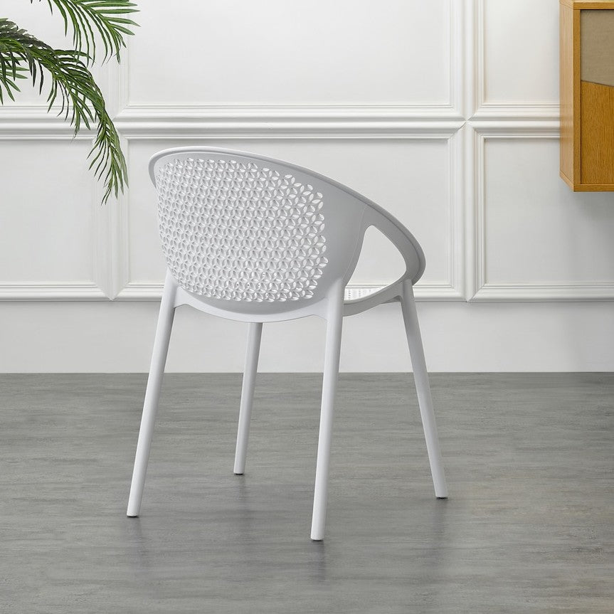 Set de 2 Sillas Selva con Brazos, Color Blanco, con Espaldar