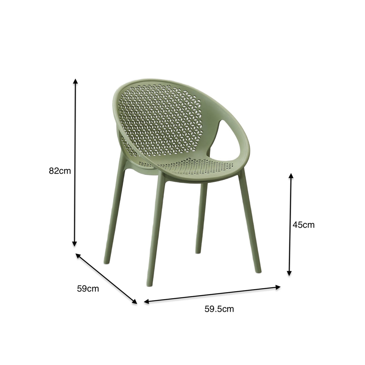 Silla Selva con Brazos, Color Verde, con Espaldar