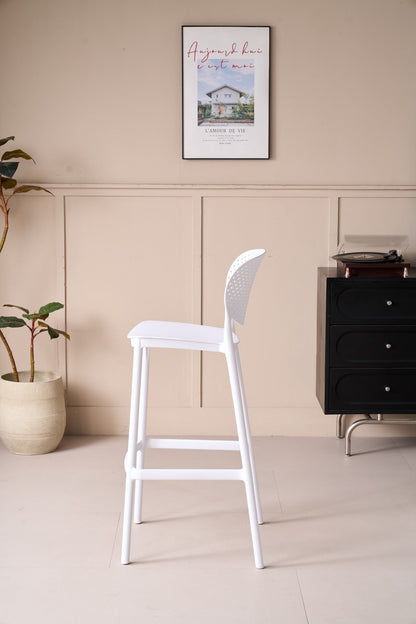 Silla para Bar Río, Color Blanco, Diseño Moderno, detalle