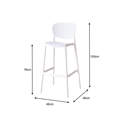 Silla para Bar Río, Color Blanco, Diseño Moderno, vista en perspectiva