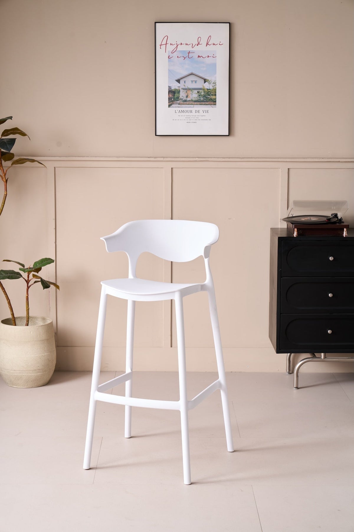 Silla para Bar Elena, Color Blanco, Diseño Moderno