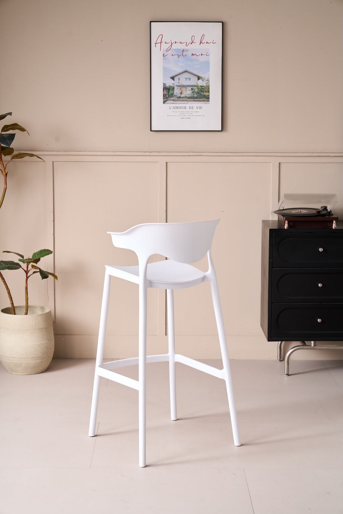 Silla para Bar Elena, Color Blanco, Diseño Moderno