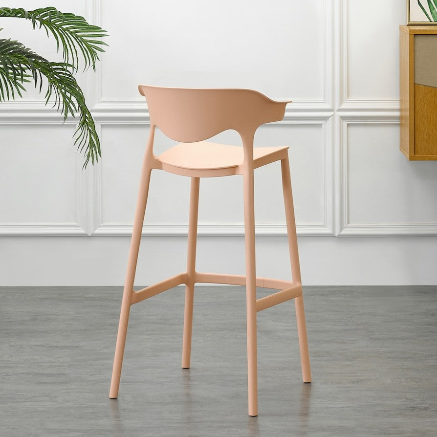 Set de 2 Sillas para Bar Elena, Color Mandarina, Diseño Moderno