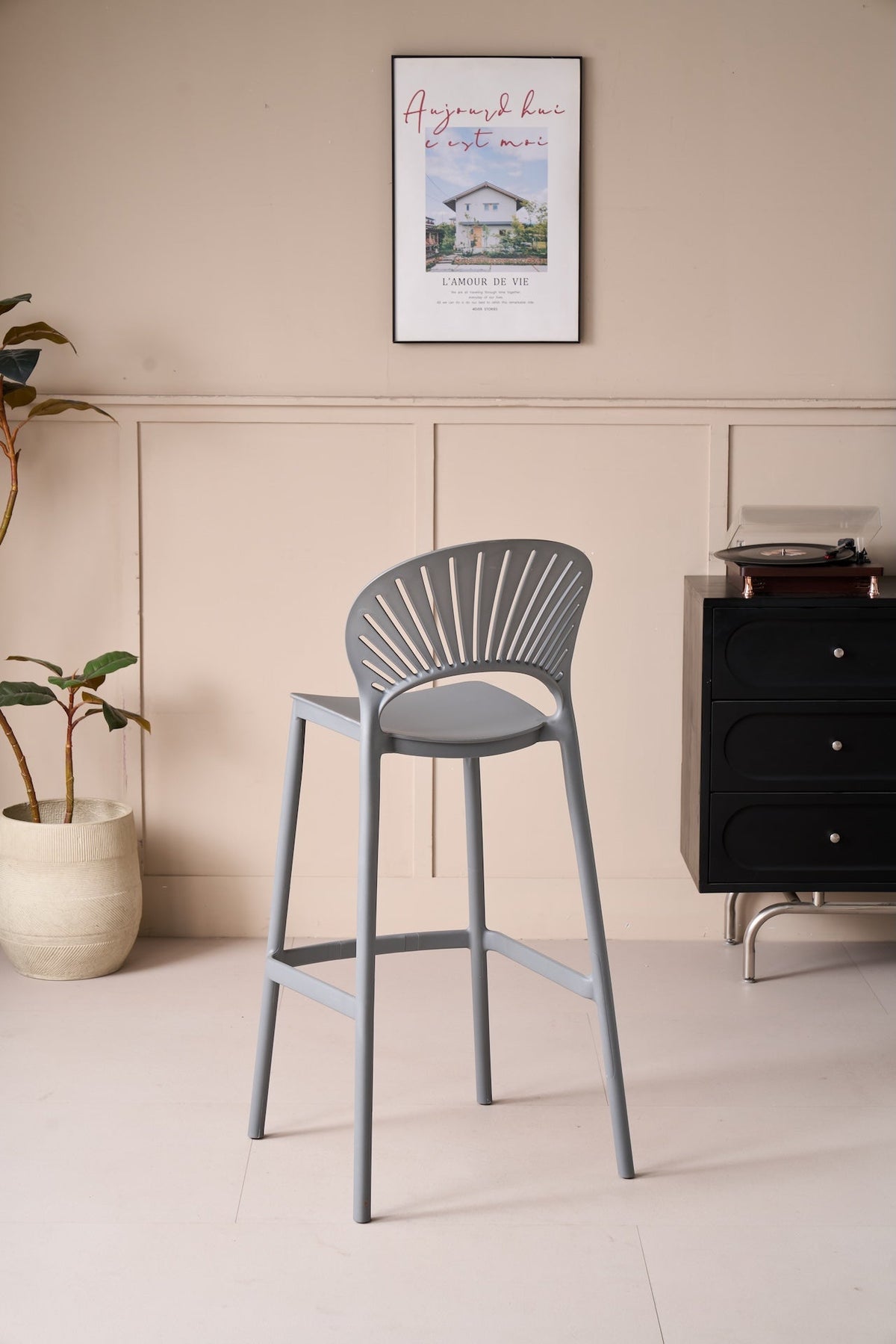 Silla para Bar Paraíso, Color Gris Oscuro, Diseño Moderno
