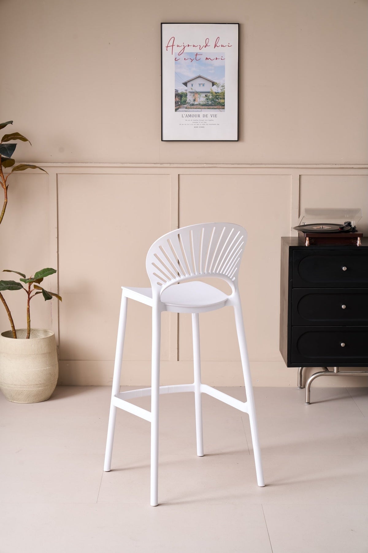 Silla para Bar Paraíso, Color Blanco, Diseño Moderno