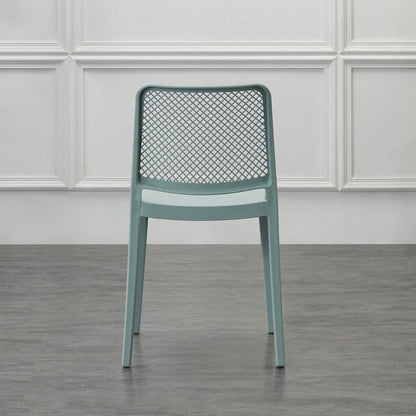 Silla Manhattan, Azul Claro, con Espaldar en Rejilla y Diseño Minimalista