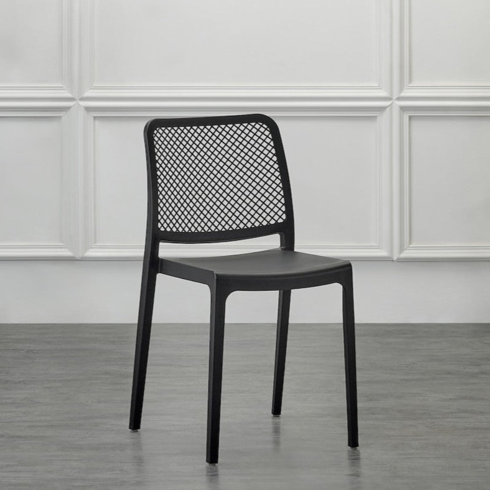 Silla Manhattan, Negra, con Espaldar en Rejilla y Diseño Minimalista