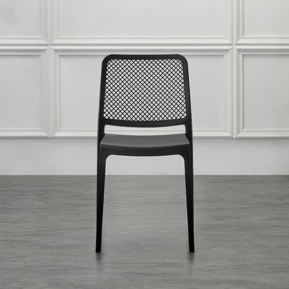 Silla Manhattan, Negra, con Espaldar en Rejilla y Diseño Minimalista