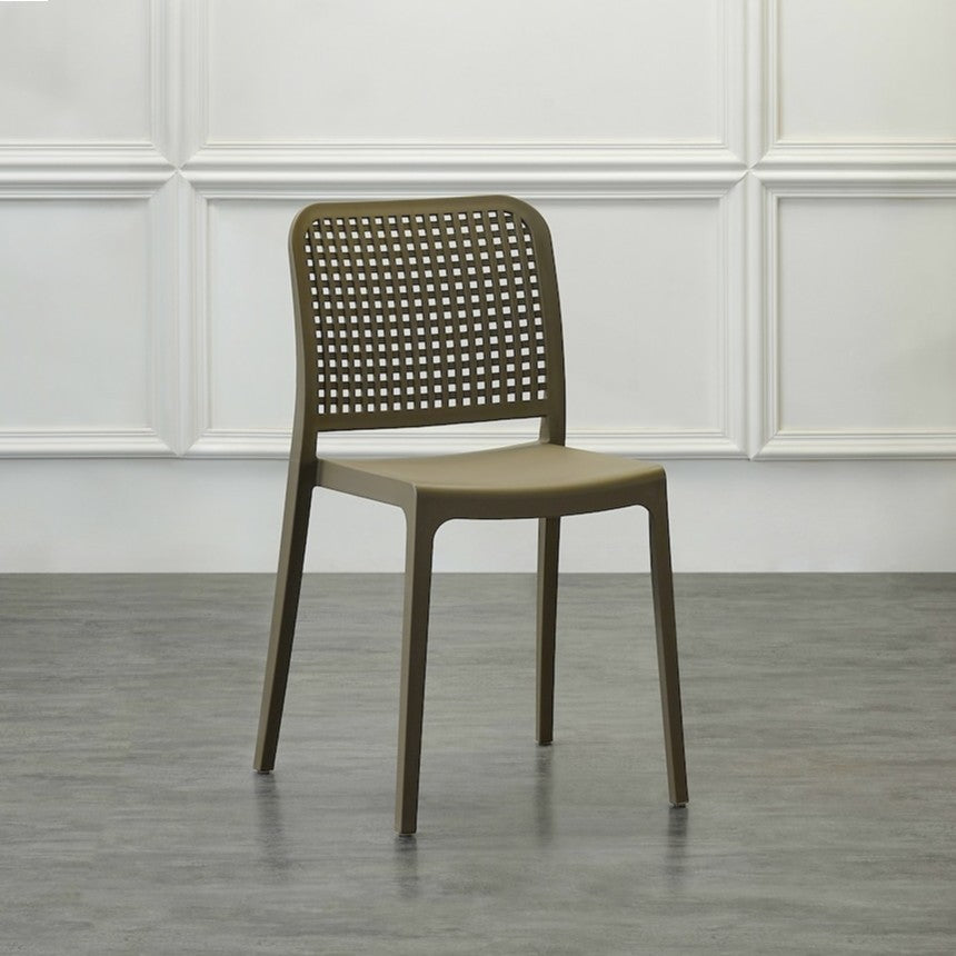 Set de 2 Sillas Bronx , Taupe, con Espaldar en Cuadrados y Diseño Minimalista