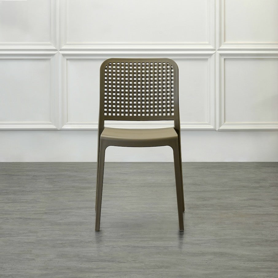Set de 2 Sillas Bronx , Taupe, con Espaldar en Cuadrados y Diseño Minimalista