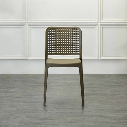 Set de 2 Sillas Bronx , Taupe, con Espaldar en Cuadrados y Diseño Minimalista
