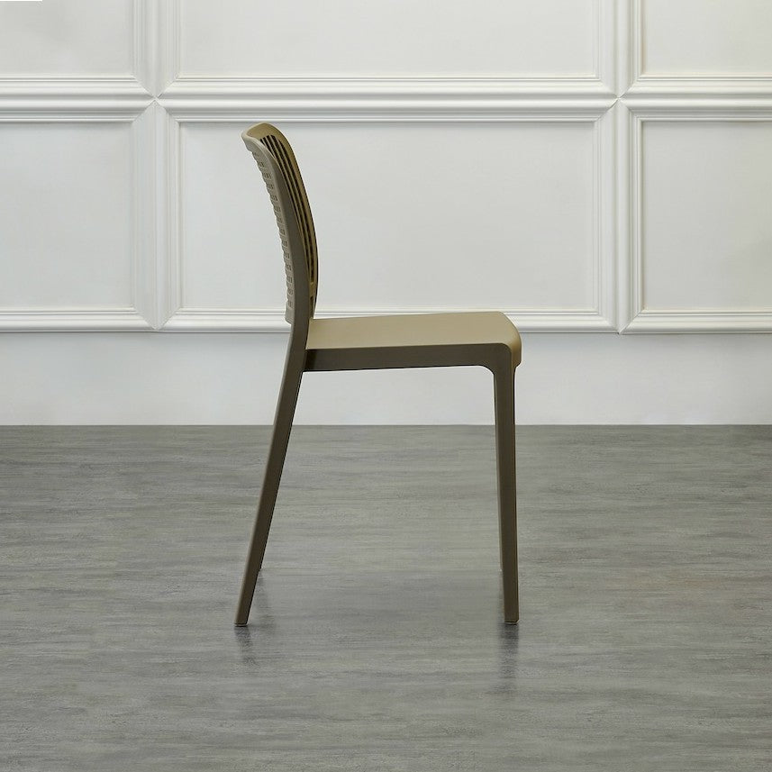 Set de 2 Sillas Bronx , Taupe, con Espaldar en Cuadrados y Diseño Minimalista