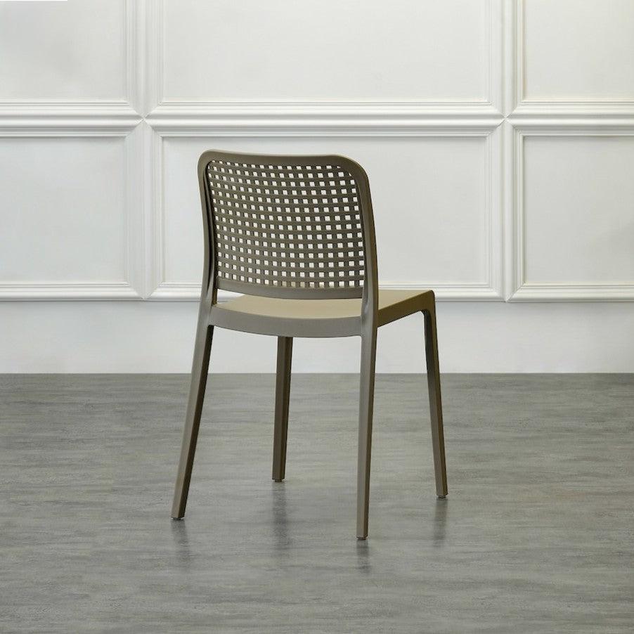 Set de 2 Sillas Bronx , Taupe, con Espaldar en Cuadrados y Diseño Minimalista