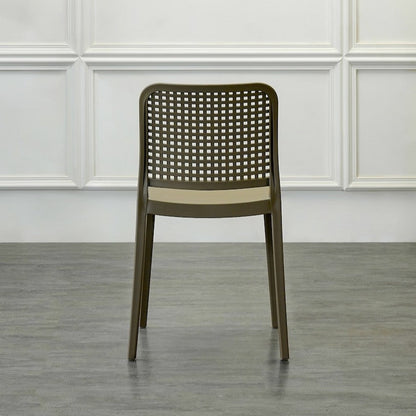 Set de 2 Sillas Bronx , Taupe, con Espaldar en Cuadrados y Diseño Minimalista