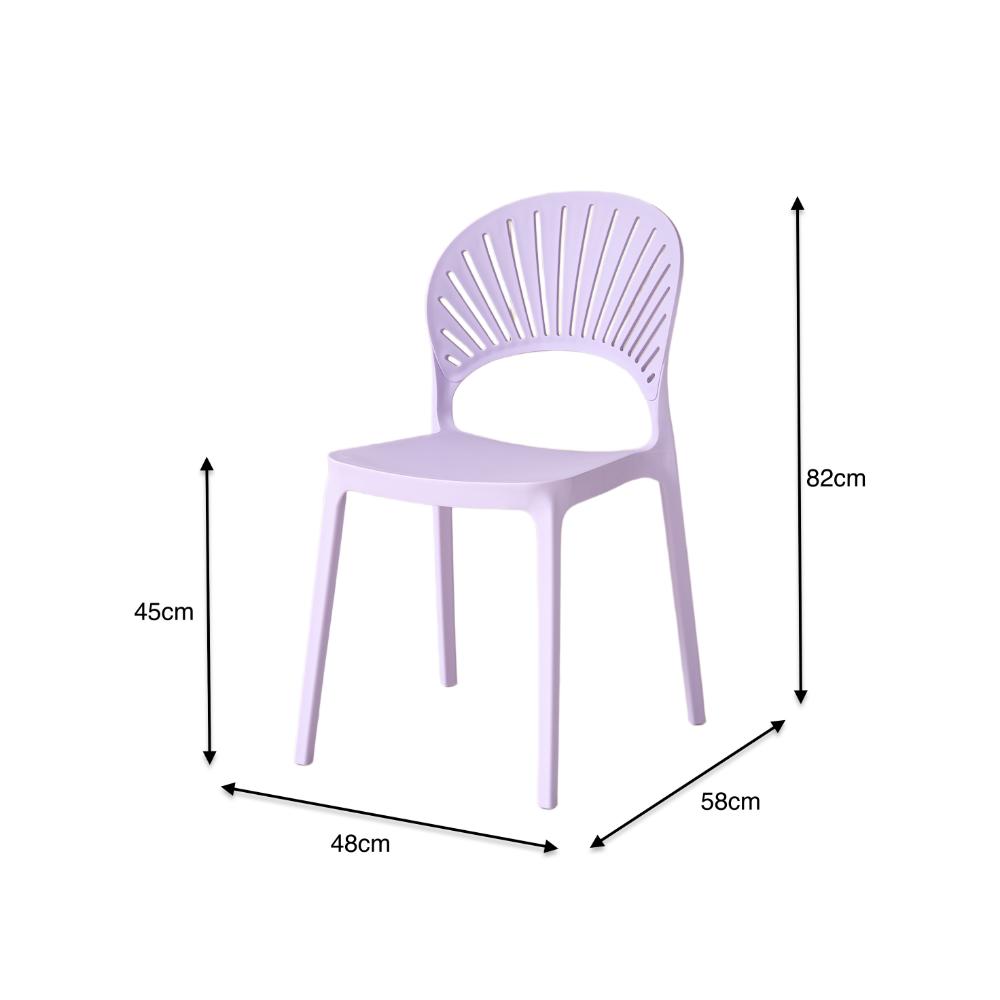 Silla Paraíso, Color Lila, con Espaldar y Diseño Moderno, detalle de patas