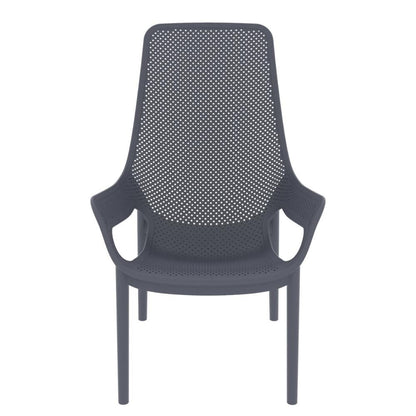 Silla Lounge Mayorca, Gris Oscuro, con Espaldar y Reposa Brazos, en ambiente