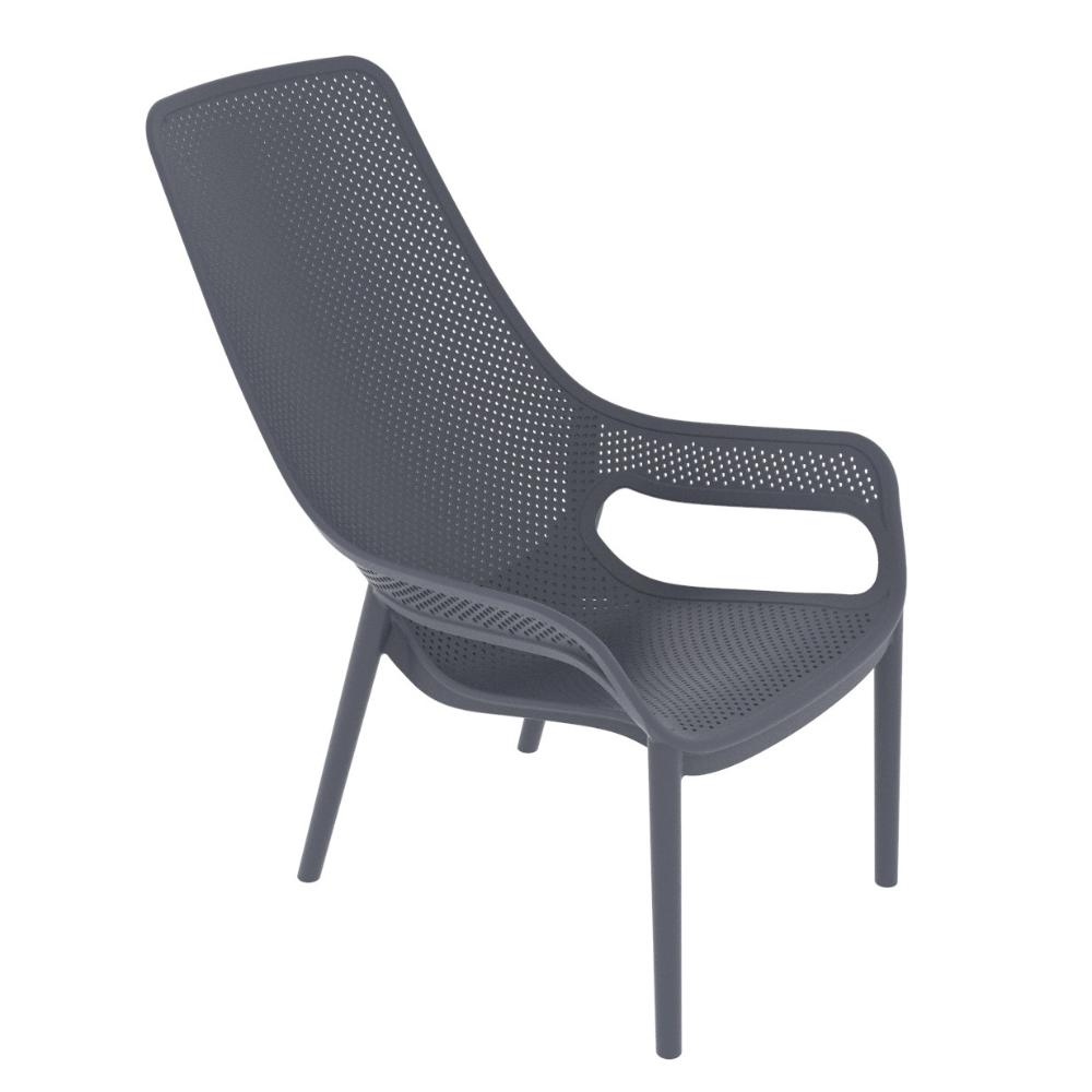 Silla Lounge Mayorca, Gris Oscuro, con Espaldar y Reposa Brazos, detalle de acabado