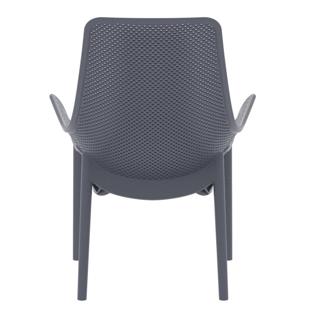 Silla Lounge Mayorca, Gris Oscuro, con Espaldar y Reposa Brazos, abierto