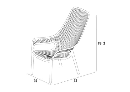 Silla Lounge Mayorca, Negro, con Espaldar y Reposa Brazos, vista lateral