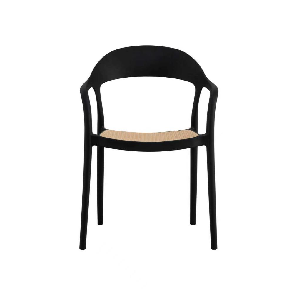 Silla Río, Negro y Beige, con Espaldar Abierto y Diseño Moderno