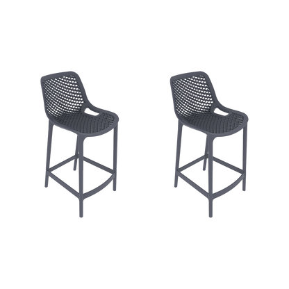 Set de 2 Sillas para Bar Miame, Color Gris Oscuro, con Reposa Pies Doble Proposito