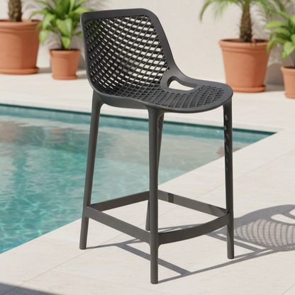 Silla para Bar Miame, Color Negro, con Reposa Pies Doble Proposito
