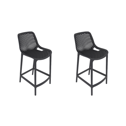 Set de 2 Sillas para Bar Miame, Color Negro, con Reposa Pies Doble Proposito